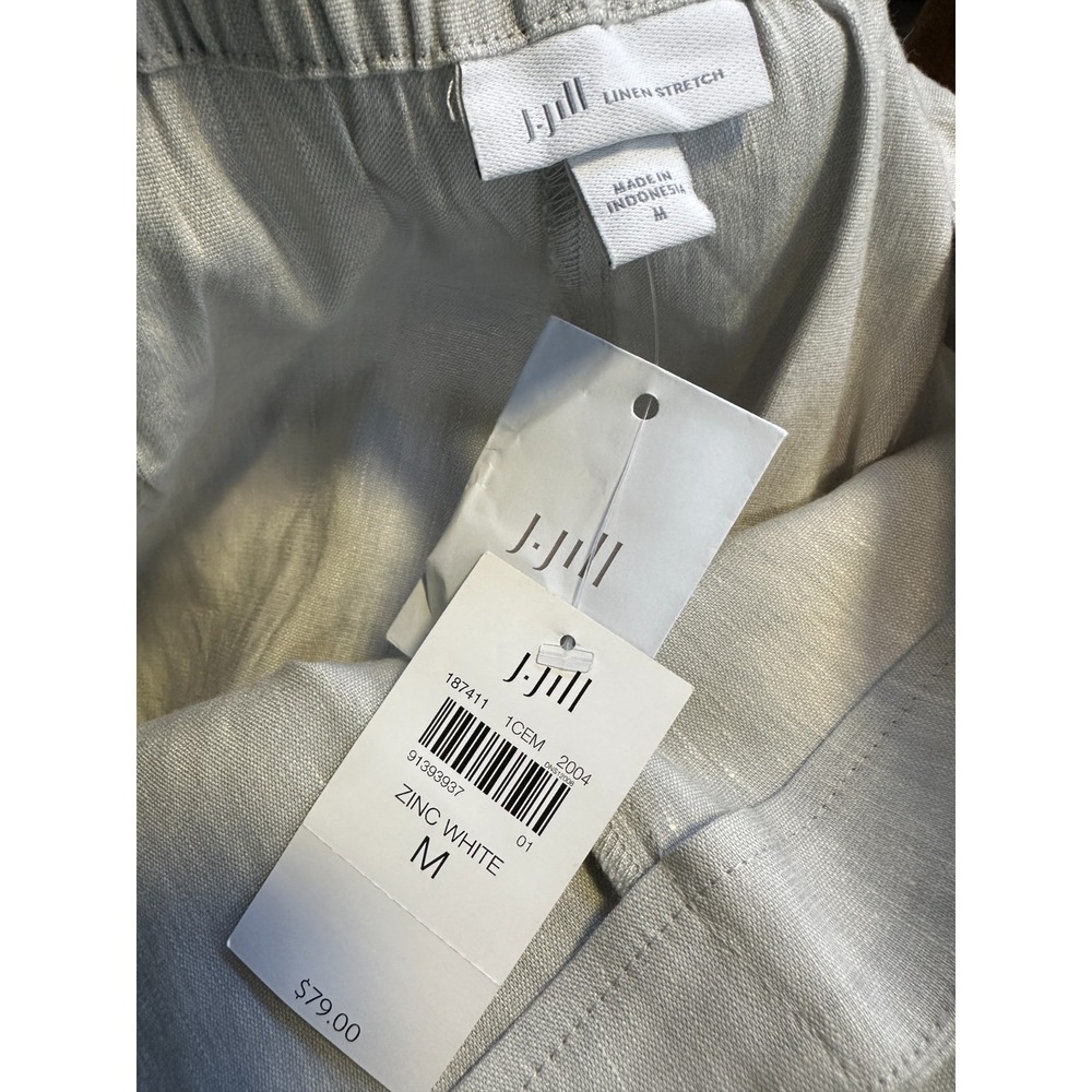 New J. Jill Button Hem Ankle Pants Zinc White Gray Linen Blend Stretch Medium - Picture 9 of 16